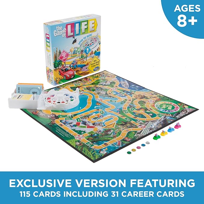 Family game night with The Game of Life board game