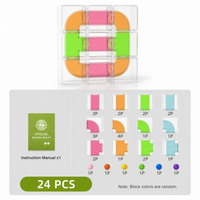 Family interaction building toy with transparent blocks and beads