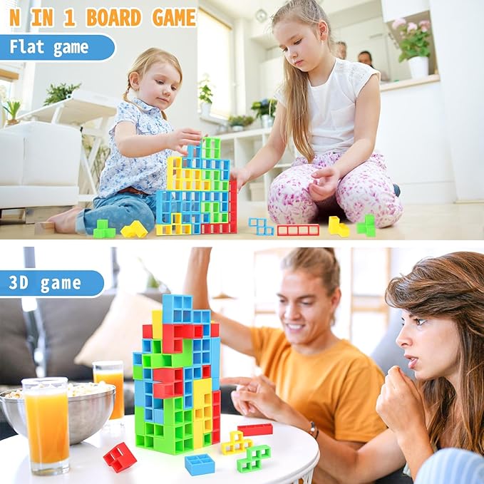 Family party stacking tower game for travel and fun