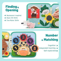 Farm animal busy book for kids fine motor skill play