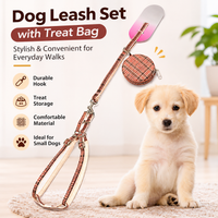 Fashion dog walking set with plaid harness leash and treat bag