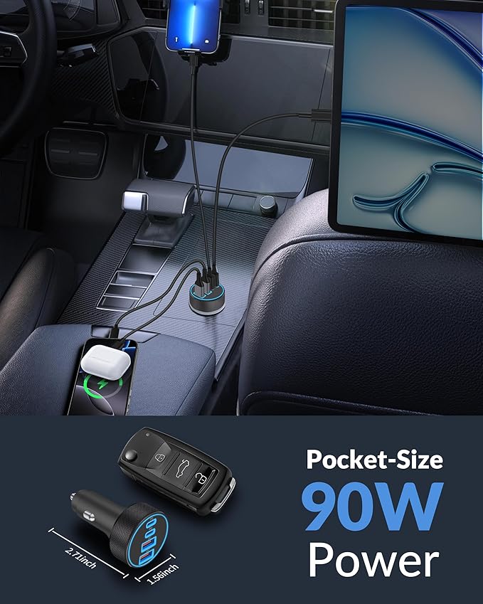 Fast charging car adapter for smartphones and tablets