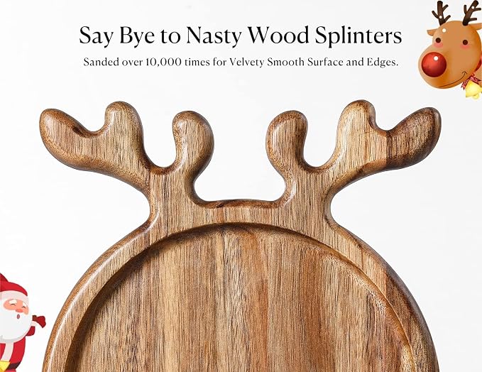 Decorative wooden serving tray for festive table presentation