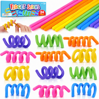 Packaged set of 50 bendable fidget sticks