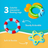 Toddler bath toy supporting hand movement and coordination practice
