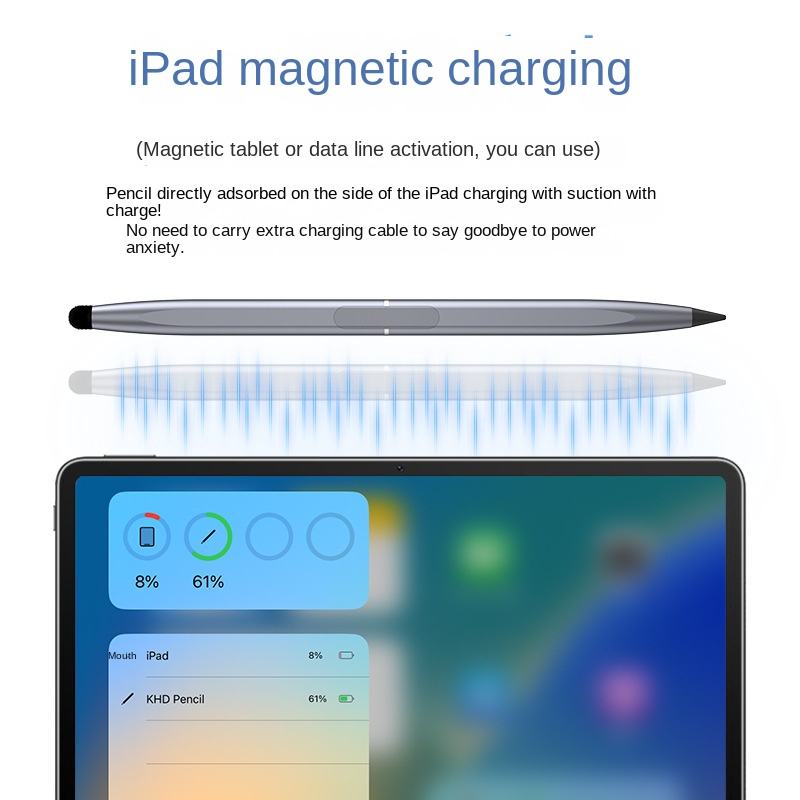 Close view of the fine contact tip on an active touchscreen stylus