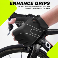 Fingerless bicycle gloves with anti slip grip for secure handlebar control