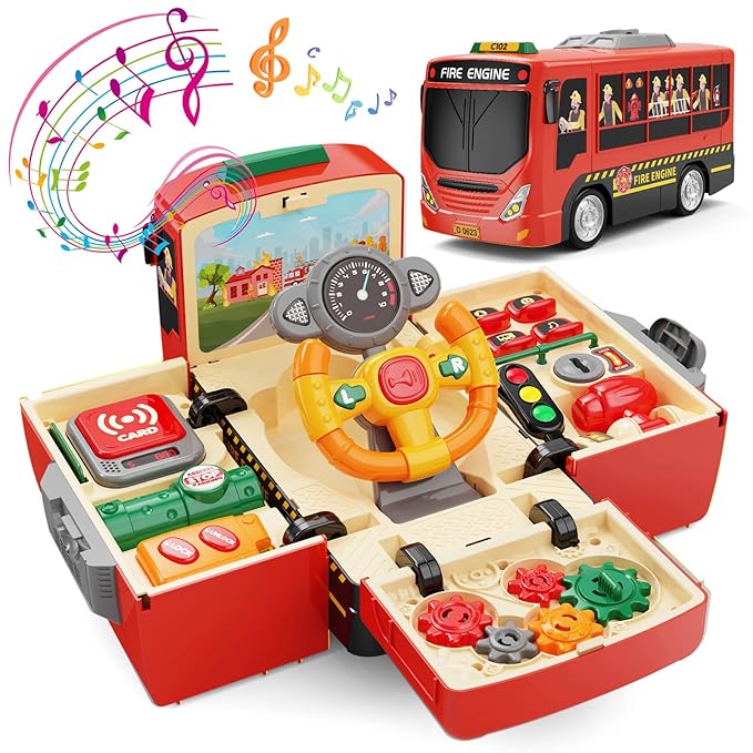 Fire truck steering wheel toy for kids driving-style play