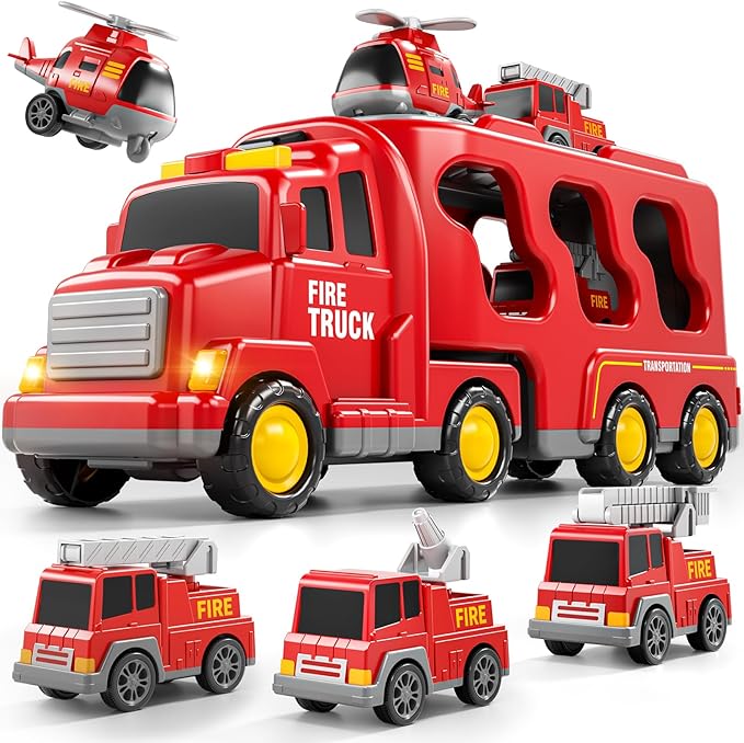 Fire Truck Toy Set For Kids With Light And Sound