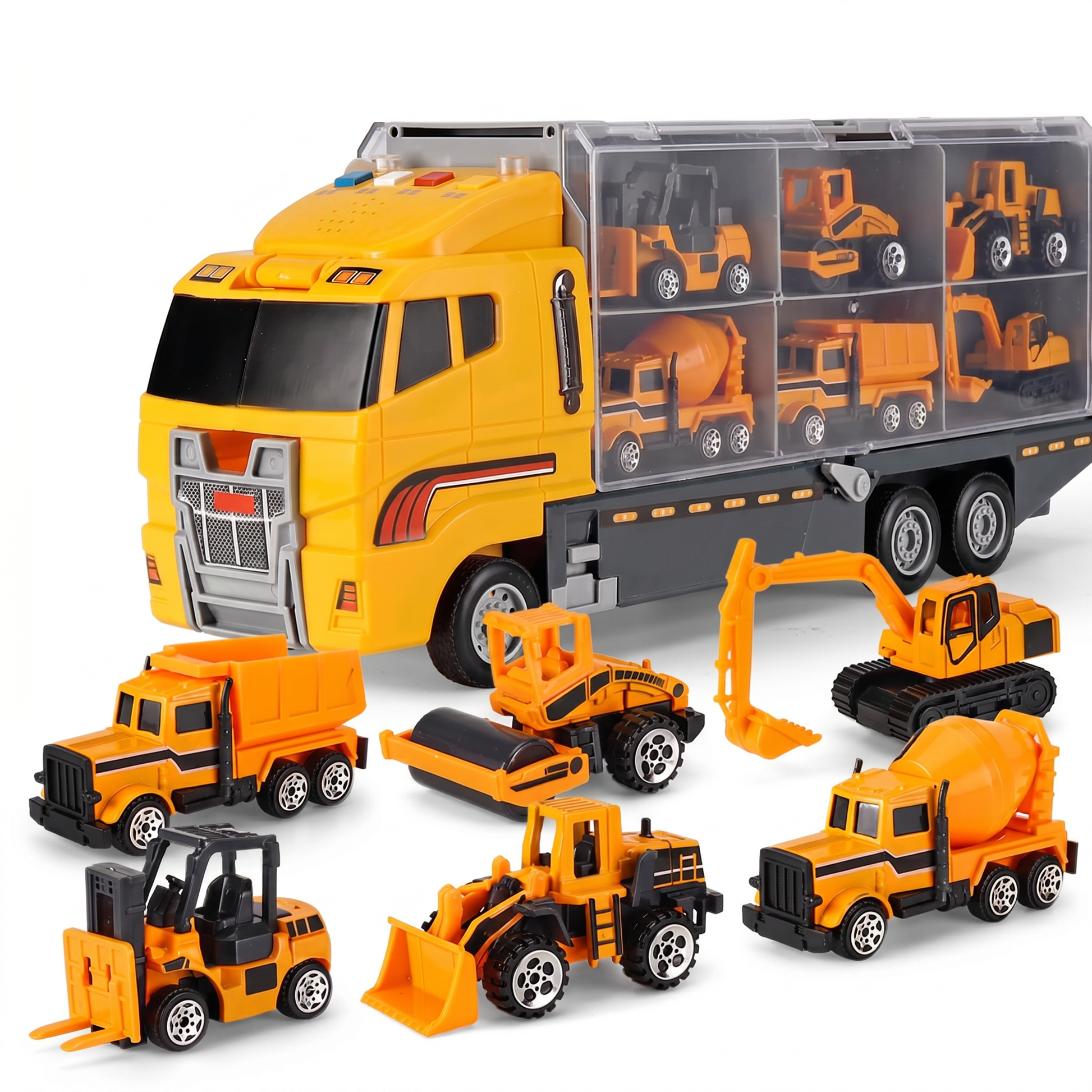 Fire truck toy set with engineering vehicles for kids