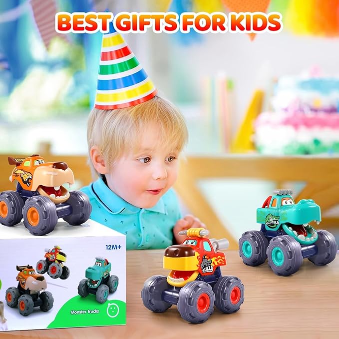 First vehicle gift for 1-year-old boys with pull-back truck