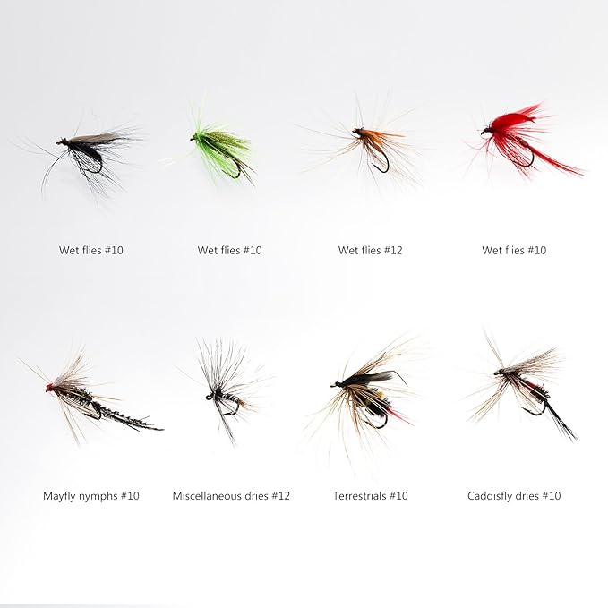 Realistic trout fishing flies kit for freshwater fishing and angling