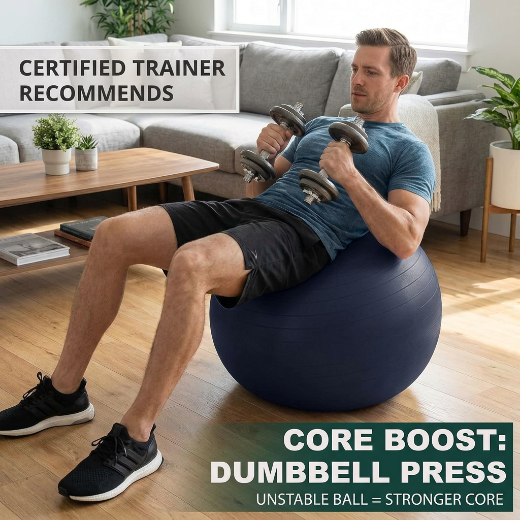 Fitness ball with hand pump for easy inflation