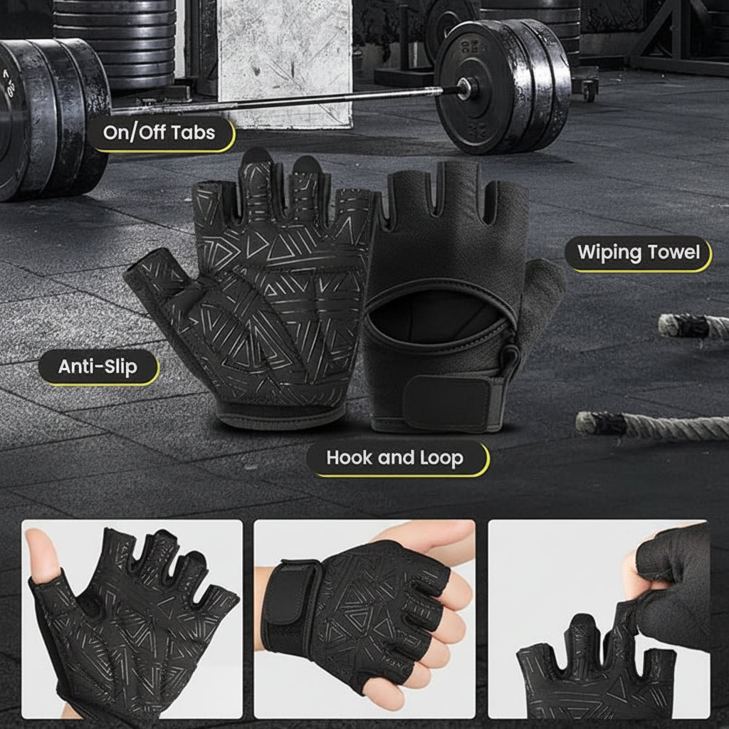 Fitness gloves for weight training, cycling, rowing, and gym workouts