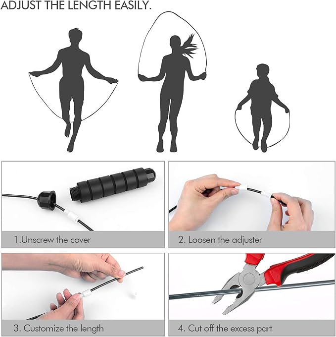 Adjustable fitness jump rope for HIIT and full-body workout routines