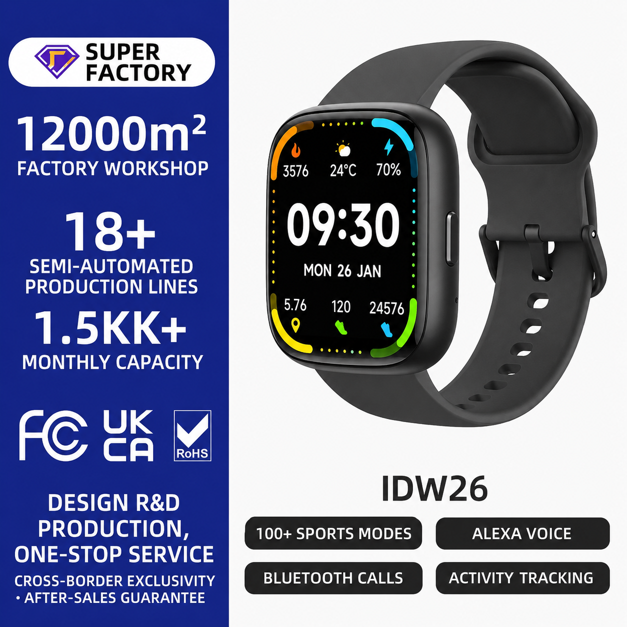 Fitness Tracker Smart Watch with Activity Monitoring Features