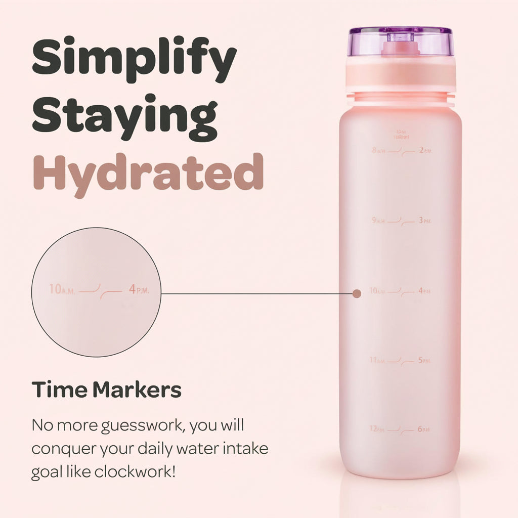 Fitness water bottle with fruit infuser and lightweight bottle body