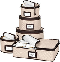 5-piece dish storage containers set for dinnerware organization