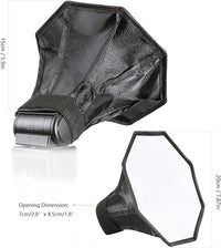 Softbox diffuser attached to DSLR camera flash unit