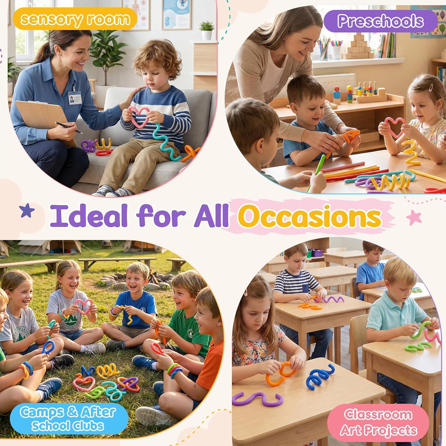 Flexible fidget stick set with assorted colours