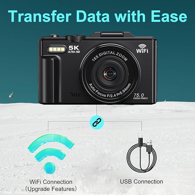 Camera with 180 degree flip screen for vlogging