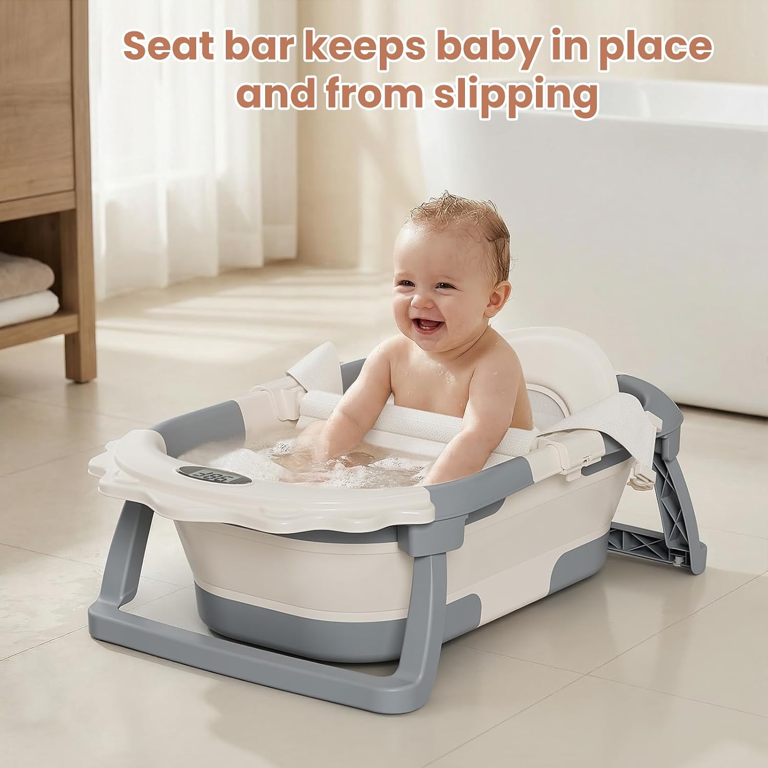 Infant bathtub with soft floating cushion support