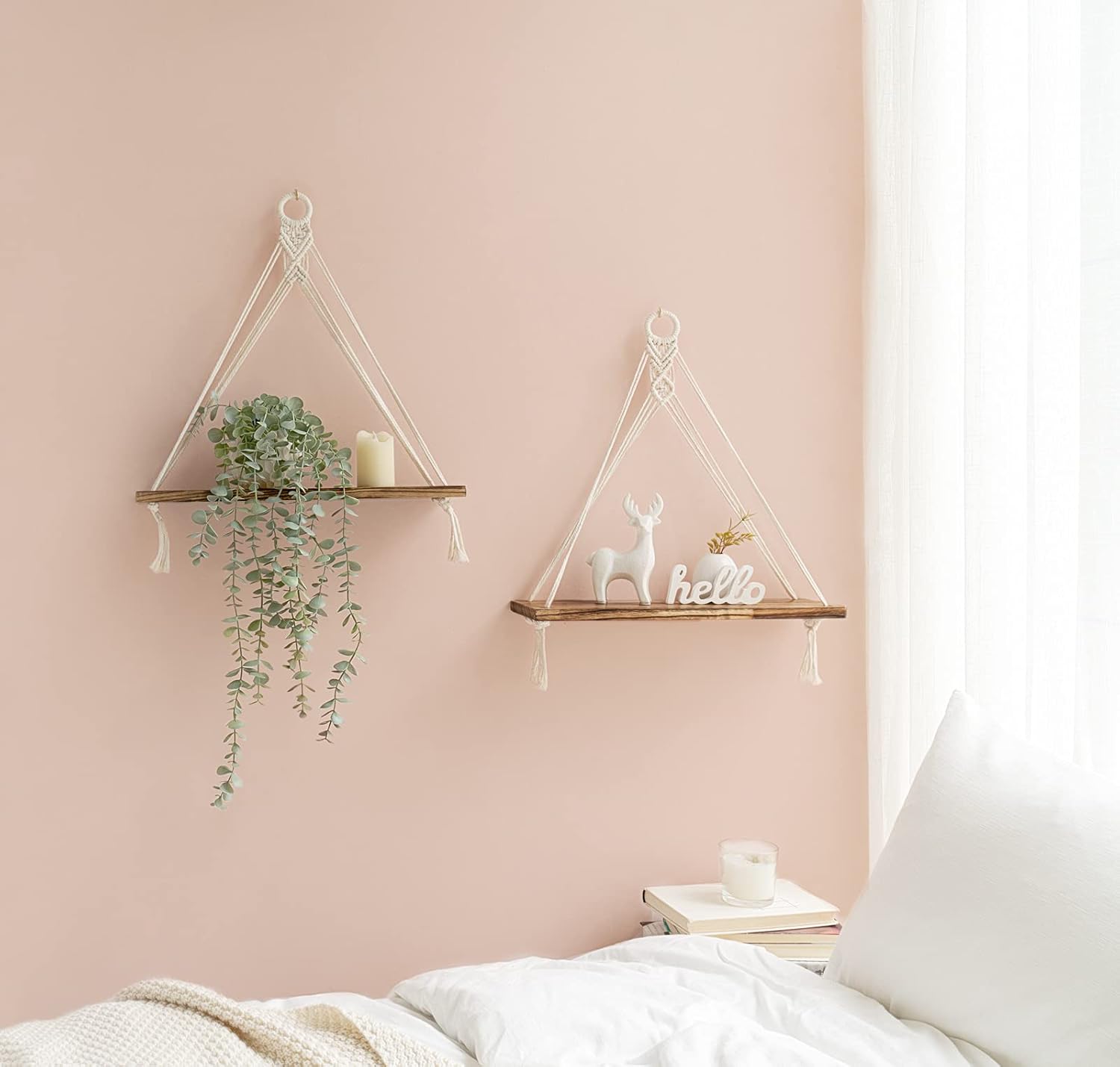 floating wooden wall shelves for bedroom and living room storage