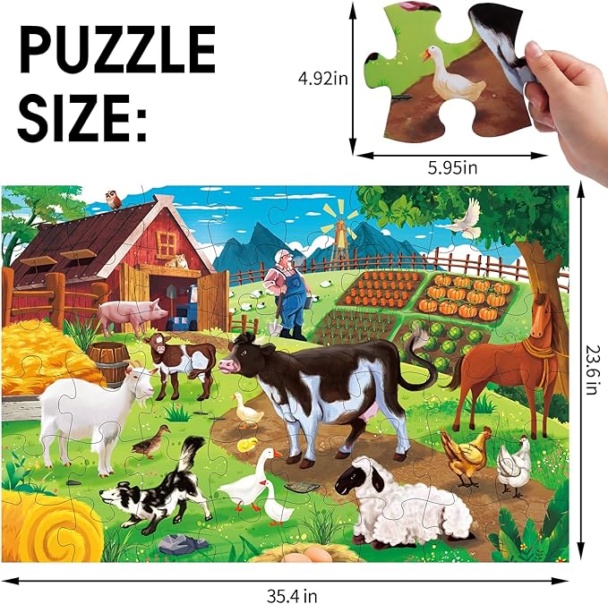 Floor Puzzle for Kids featuring Farm Animals – 48 Piece Educational Toy for Toddlers Ages 3-5
