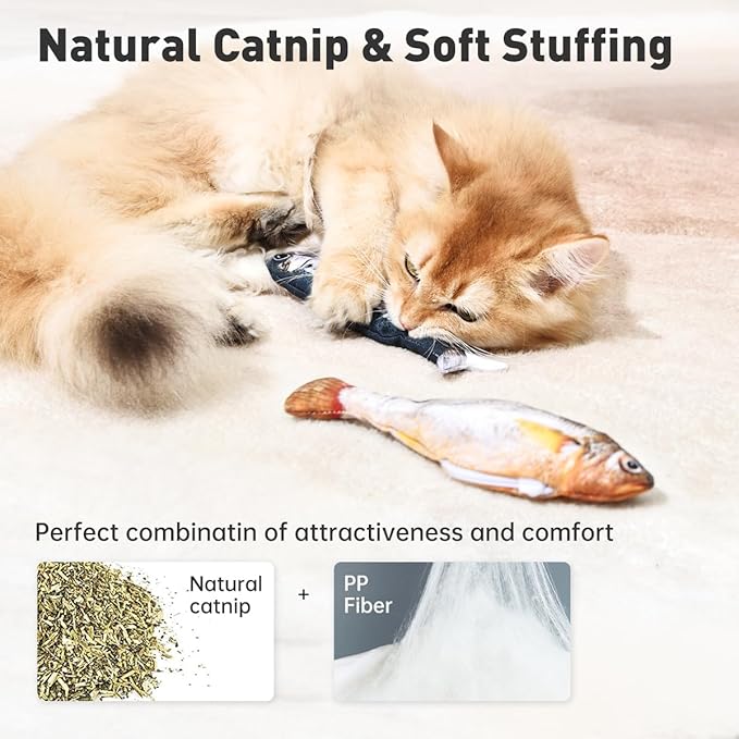 3-pack interactive flopping fish cat toys for indoor cats