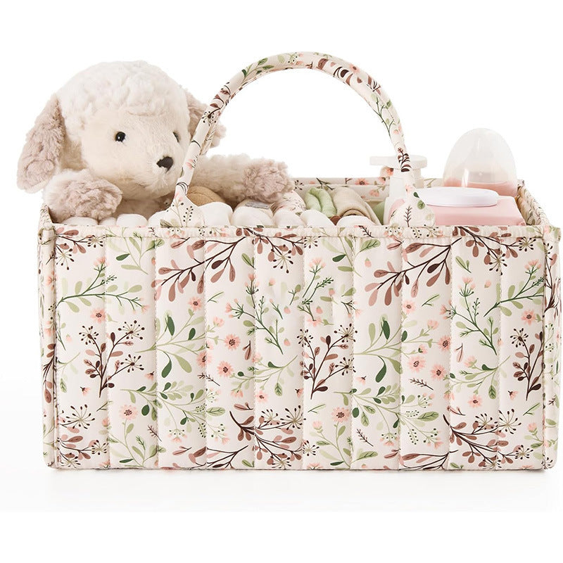 Floral baby diaper caddy organizer with stylish design