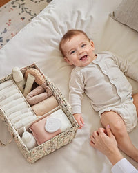 Floral nursery storage basket for baby essentials
