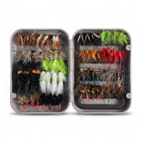 Fly fishing assorted flies kit 64 pcs with magnetic fly box for trout fishing