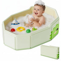 Foldable baby bathtub fully unfolded showing soft base