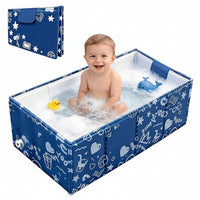 Foldable baby bathtub with 5-layer anti-tear material and padded bottom