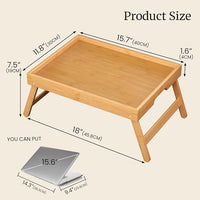 Foldable bamboo tray table with compact leg design