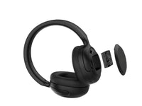 Foldable Bluetooth headphones showing rotating ear cups and compact design