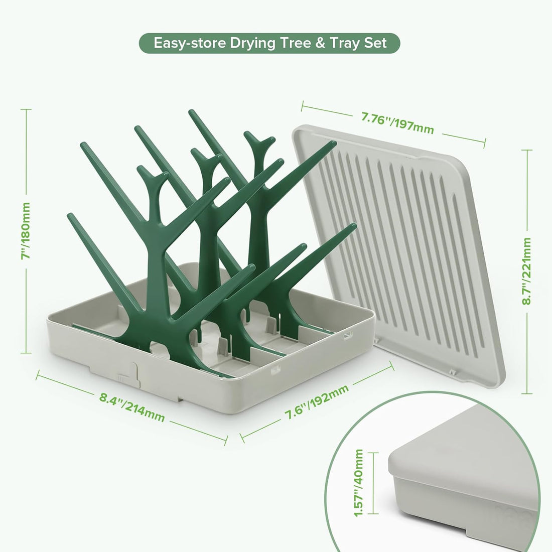 Foldable bottle drying tree for baby bottles and accessories