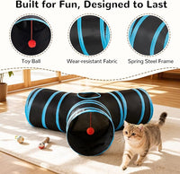 Foldable 3-Way Cat Tunnel Toy for Pets, Easy Storage and Travel"