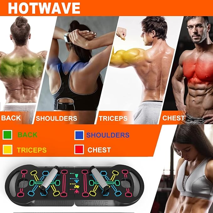 Foldable fitness push up board with ergonomic handles for workouts
