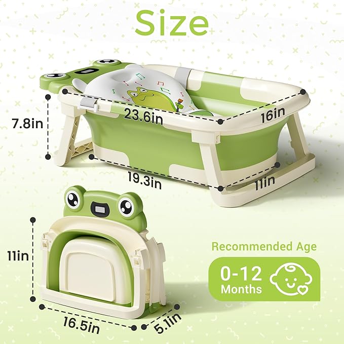 Foldable newborn bathtub with compact storage design
