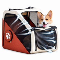 Foldable pet car carrier for dogs and cats with enclosed travel design