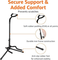 Foldable portable guitar stand for easy storage and transportation, perfect for gigs and travel