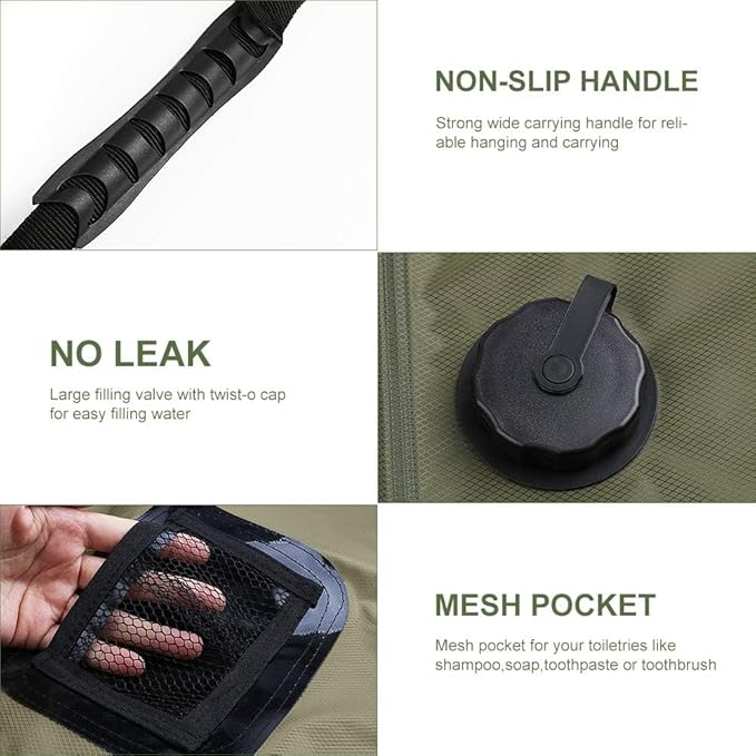Foldable solar shower bag for easy storage and outdoor travel