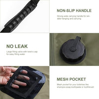 Foldable solar shower bag for easy storage and outdoor travel