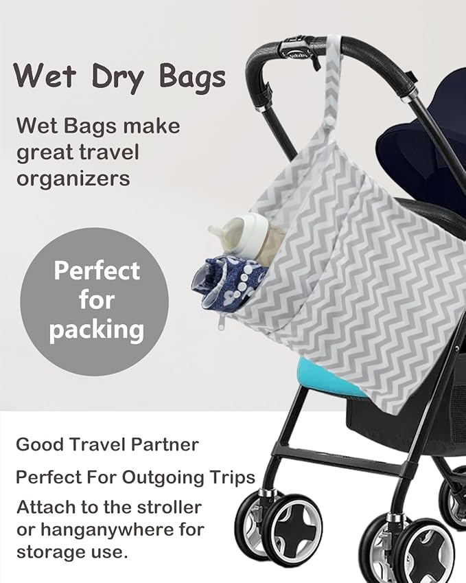 Compact folded wet dry bags showing portability for travel and beach use