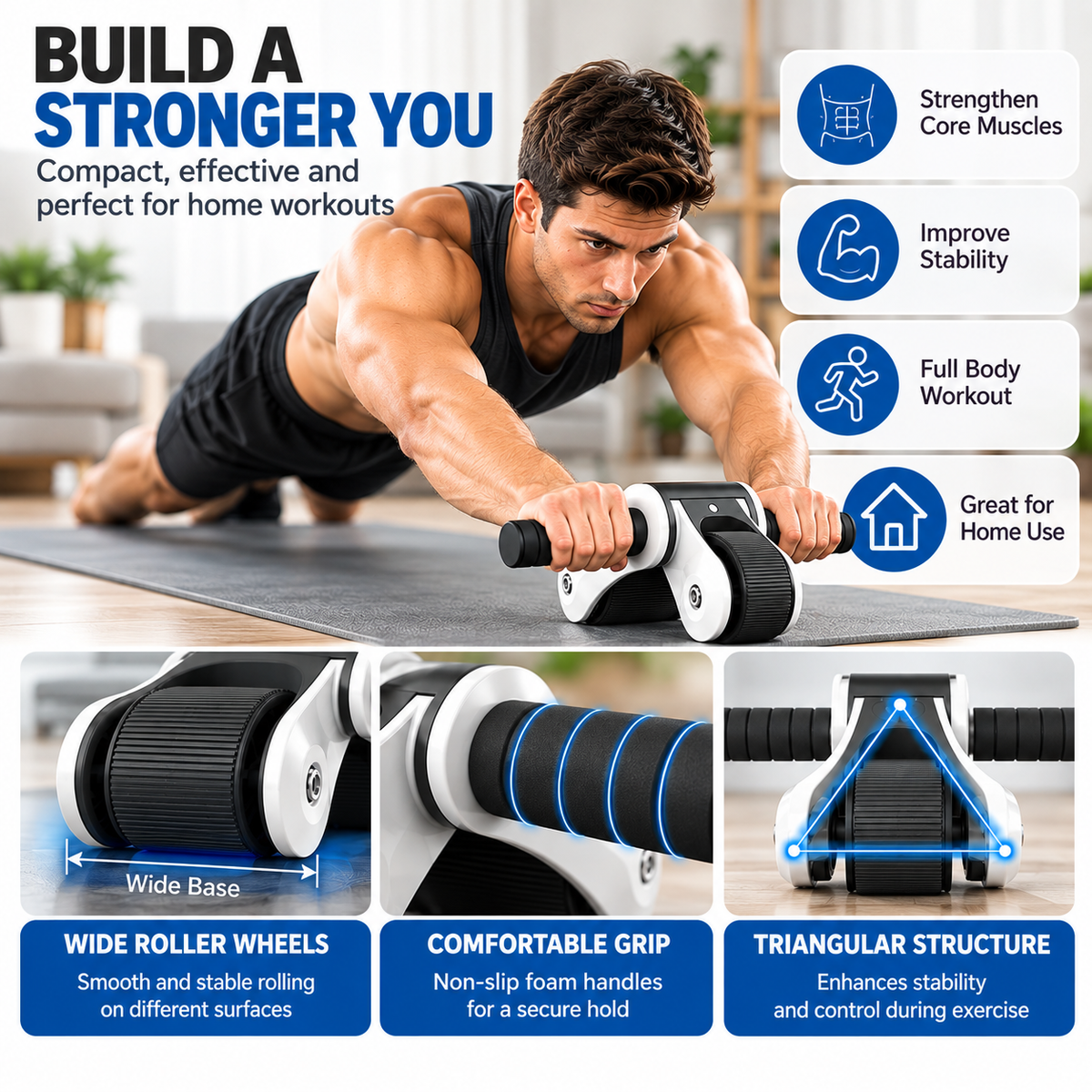 Folding abdominal trainer arranged to demonstrate its compact construction.