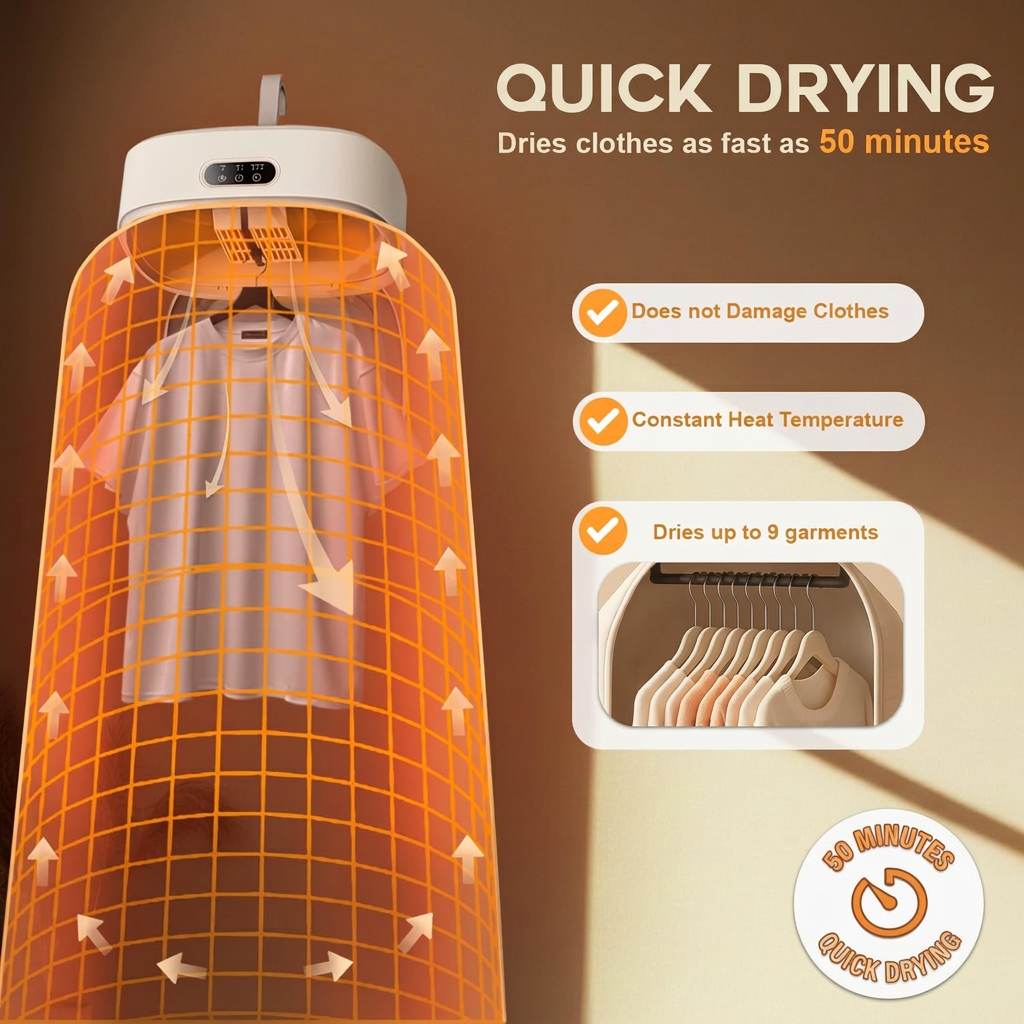 Folding electric clothes dryer for compact storage