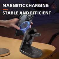 Folding wireless charger with retractable cable for travel use