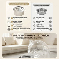 Food-grade stainless steel pet water bowl for dogs and cats