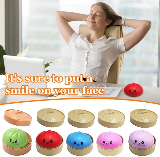 Dumpling squishy toy set with food steamer container
